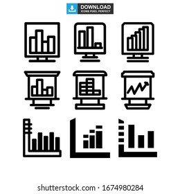 icono de gráfico de barras o logotipo símbolo de signo aislado ilustración vectorial - Colección de iconos vectoriales de estilo negro de alta calidad
