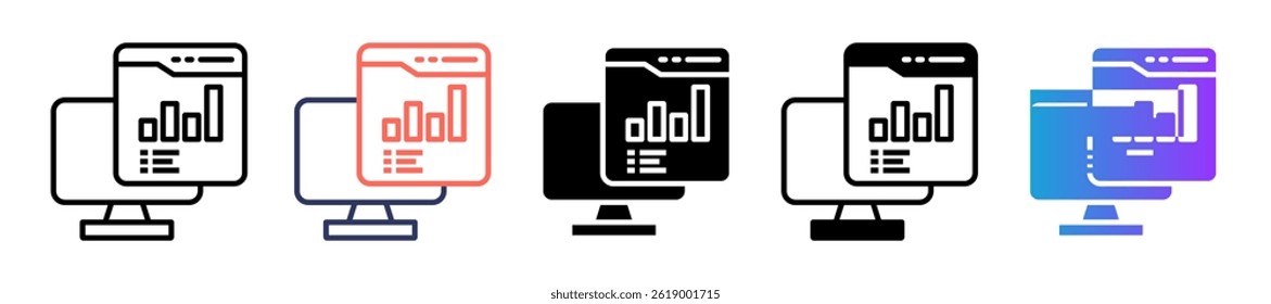 Bar Graph Icon Multiple Vector Illustration