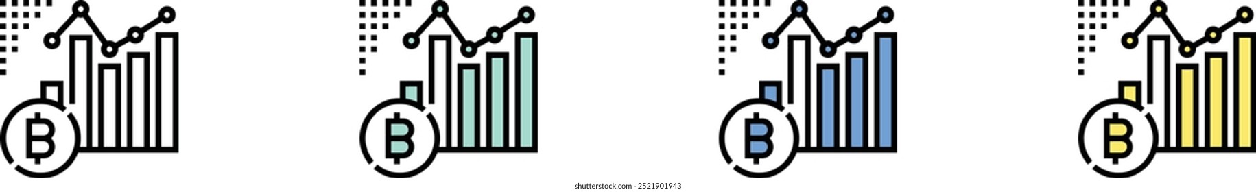 Icono de gráfico de barras. Esquema, diseño de estilo verde, azul y amarillo aislado sobre fondo blanco