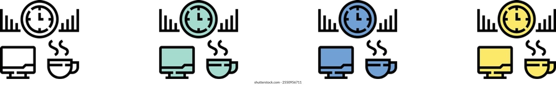 bar graph icon. Outline, Green, Blue and Yellow Style Design Isolated On White Background