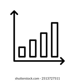 bar graph icon. Outline style design isolated on white background
