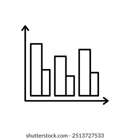 bar graph icon. Outline style design isolated on white background