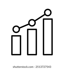 ícone do gráfico de barras. Design de estilo de estrutura de tópicos isolado no plano de fundo branco