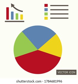 bar graph icon and pie chart. graphic symbols, vector icons in flat style
