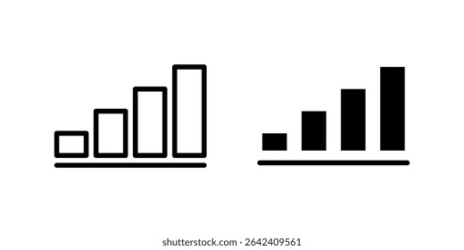 Bar graph icon set visualizing financial growth, data trends, and business analytics in modern line art
