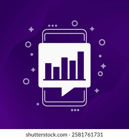 bar graph icon with a smart phone