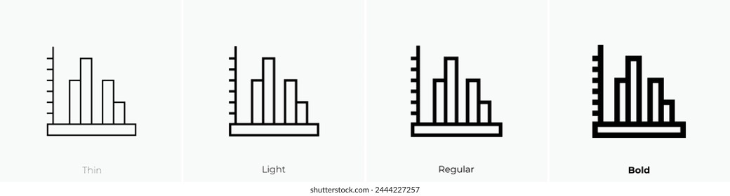 bar graph icon. Thin, Light Regular And Bold style design isolated on white background