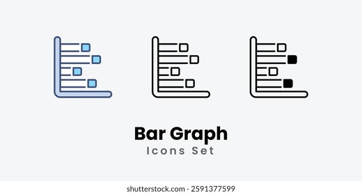 Bar Graph Icons thin line and glyph vector icon stock illustration