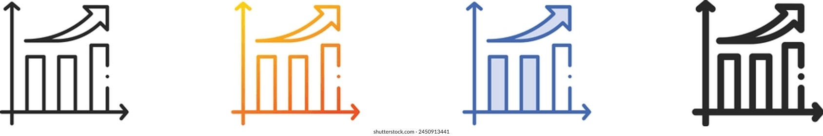 bar graph icon.Thin Linear, Gradient, Blue Stroke and bold Style Design Isolated On White Background