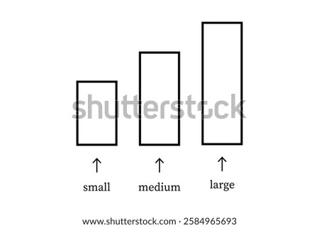 Bar graph illustrating small, medium, and large sizes.