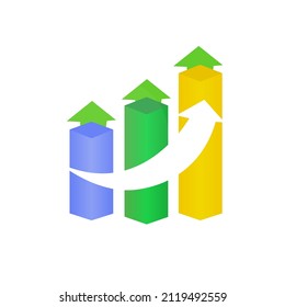 Bar graph image on a white background, profit growth, vector illustrationarrow