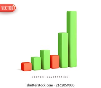 Bar graph infographic. Trade Exchange price chart. Realistic 3d design. Dynamics of course online graphics. Growth and changes in value. Exchange trading. Reporting annual and quarterly profits