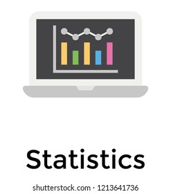 Bar graph inside laptop depicting statistics icon 