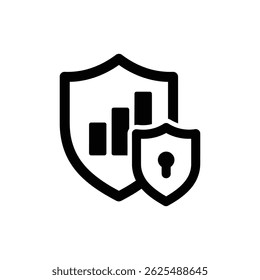 Gráfico de barras Inside Shield - Conceito de proteção dos negócios e segurança dos dados