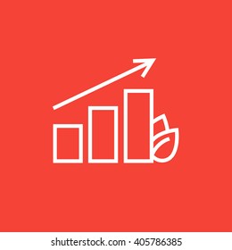 Bar graph with leaf line icon.
