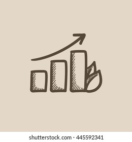 Bar Graph With Leaf Vector Sketch Icon Isolated On Background. Hand Drawn Bar Graph With Leaf Icon. Bar Graph With Leaf Sketch Icon For Infographic, Website Or App.