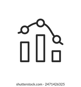 Bar graph with line chart, linear style icon. combined data visualization. Editable stroke width.