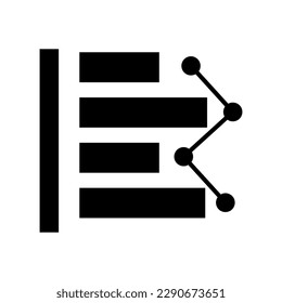 Bar graph and line chart silhouette icon. Statistics. Vector.