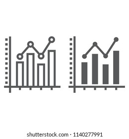 Bar Graph line and glyph icon, growth and chart, histogram sign, vector graphics, a linear pattern on a white background, eps 10.