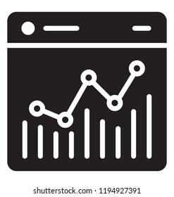 Bar graph and line graph on website is indicating data management icon