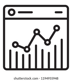 Bar graph and line graph on website is indicating data management icon