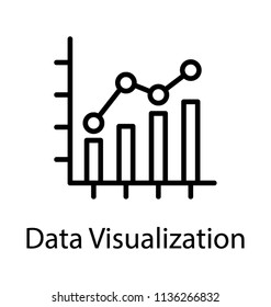 A bar graph with a line showing nodes on different milestones, this is data visualization icon 