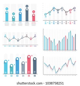 Bar graph and line graph templates, business infographics, vector eps10 illustration