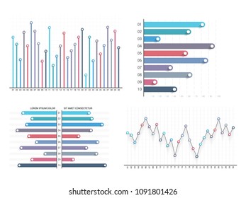 Bar graph and line graph templates, business infographics, vector eps10 illustration