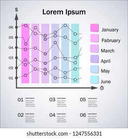 Bar graph and line graph templates, business infographics, vector eps10 illustration