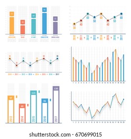 Bar graph and line graph templates, business infographics, vector eps10 illustration