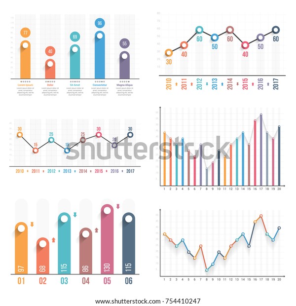 Bar graph and line graph templates, business\
infographics, vector eps10\
illustration