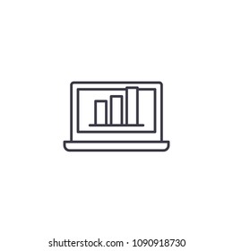 Bar graph linear icon concept. Bar graph line vector sign, symbol, illustration.