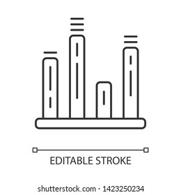 Bar graph linear icon. Diagram. Line graph. Statistics data. Symbolic representation of information. Thin line illustration. Contour symbol. Vector isolated outline drawing. Editable stroke