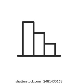 Bar graph, linear style icon. data visualization or statistical analysis. Editable stroke width.