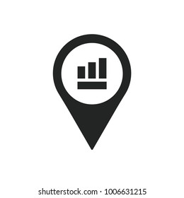 Bar graph in location icon. Presentation element symbol modern, simple, vector, icon for website design, mobile app, ui. Vector Illustration