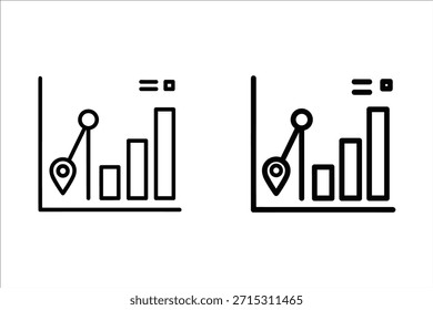 Gráfico de barras con contorno de pin de ubicación y versiones en negro sólido