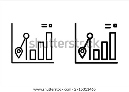 Bar graph with location pin outline and solid black versions