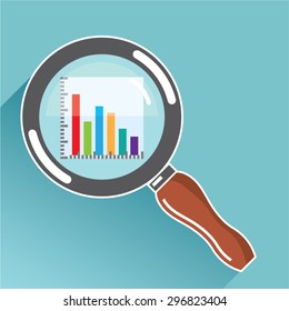 Bar Graph in Magnifying Glass Vector