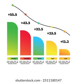 Vector de ilustración de marketing de gráfico de barras