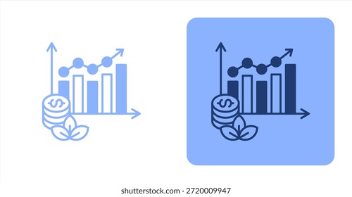 Gráfico de barras mixto Color de dos tonos e ilustración de icono de fondo contrastante