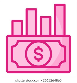 Elemento del icono del dinero del gráfico de barras para el diseño