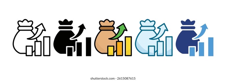 Bar Graph Money Icon Set Multiple Style Collection