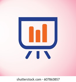 bar graph on ar ectangle icon