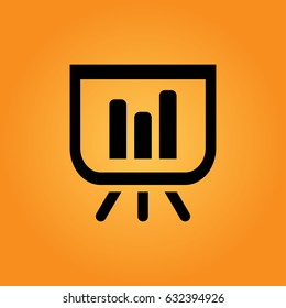 bar graph on ar ectangle icon
