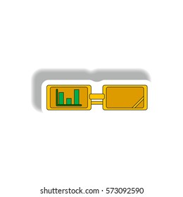 bar graph on glasses Vector illustration in paper sticker style of column chart and spectacles. strategic business vision