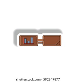 bar graph on glasses Vector illustration in paper sticker style of column chart and spectacles. strategic business vision