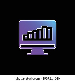 Bar Graph On Screen blue gradient vector icon