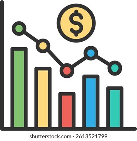 Bar Graph Outline Filled Style Icon