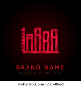 Bar graph red chromium metallic logo
