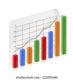 Bar graph represents a person growing wealth and success